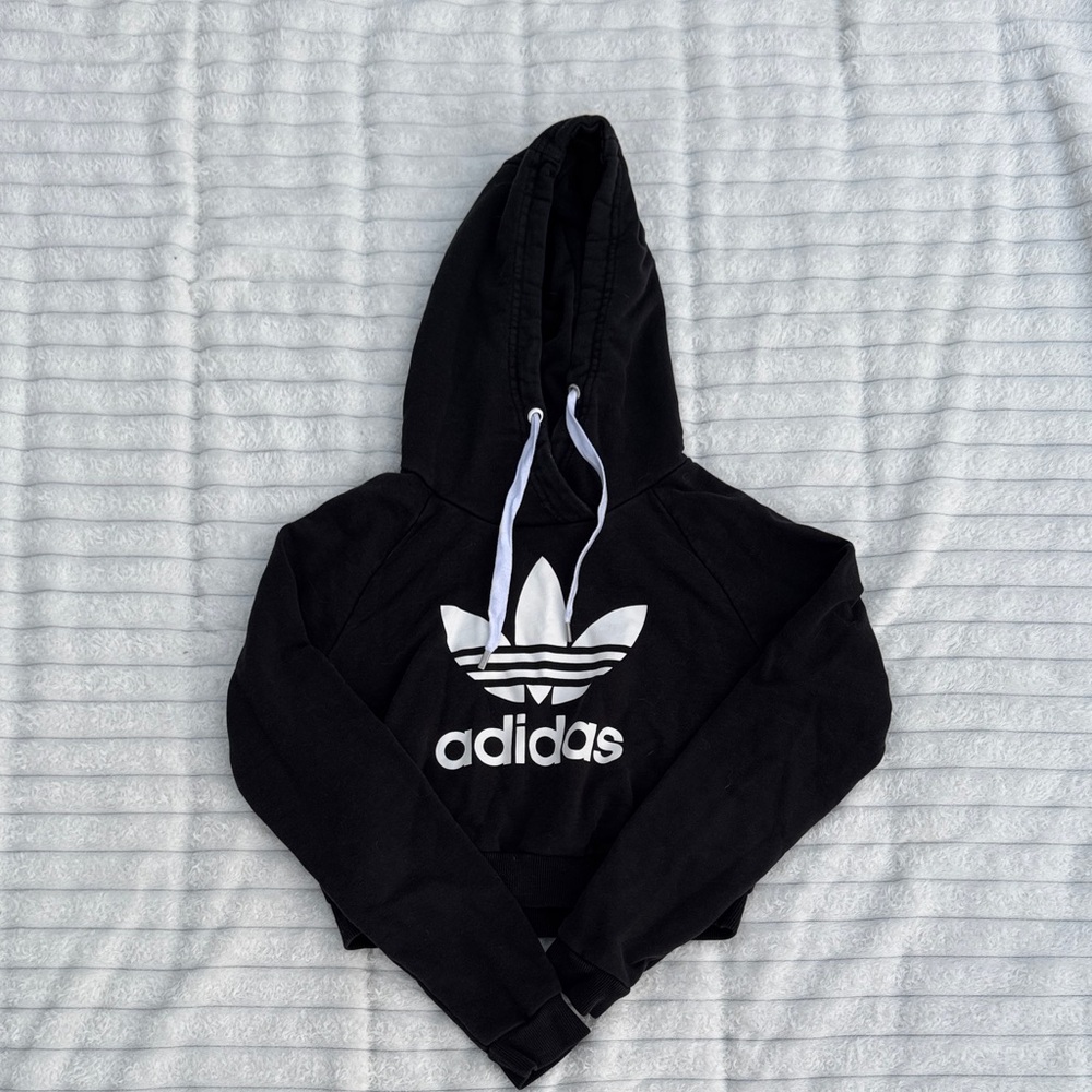 Adidas Black Hoodie with White Trefoil Logo